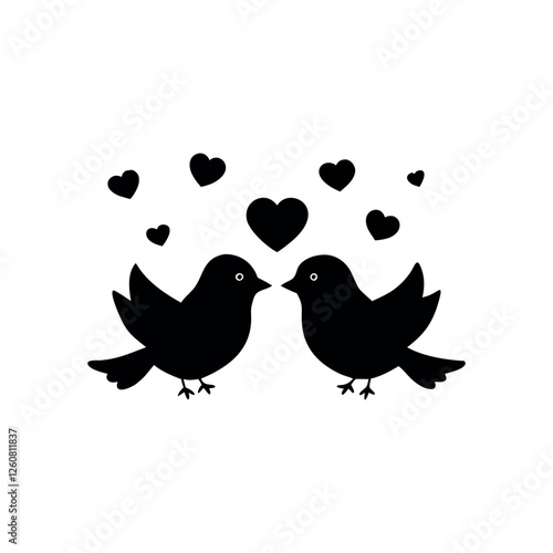 Black Silhouette Valentin's day love bird vector