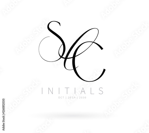 SC Monogram logo, Minimalist Typographic Line Monogram Logo, SC Wedding monogram logo, SC Typography Initial Letter Brand Logo	