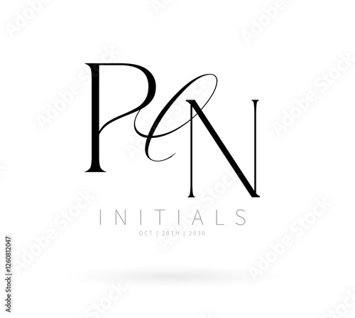 Φωτογραφία PN Monogram logo, Minimalist Typographic Line Monogram Logo, PN Wedding monogram