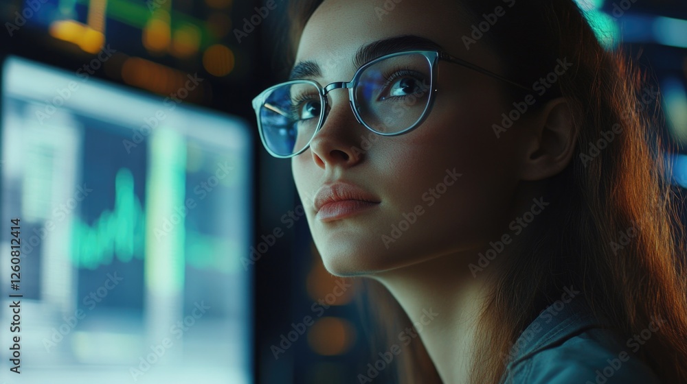 Woman Wearing Glasses at Computer Woman Wearing Glasses at Computer