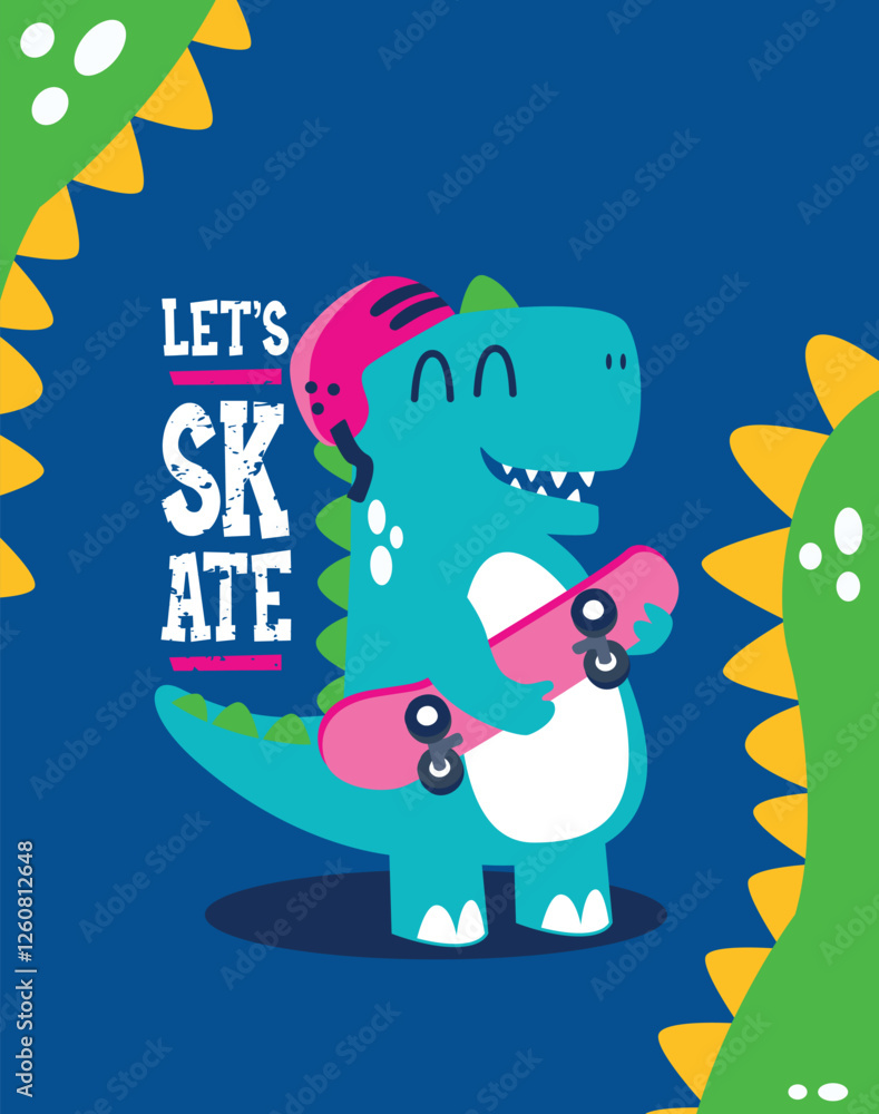 Fototapeta premium A charming dinosaur in vibrant colors, perfect for kids