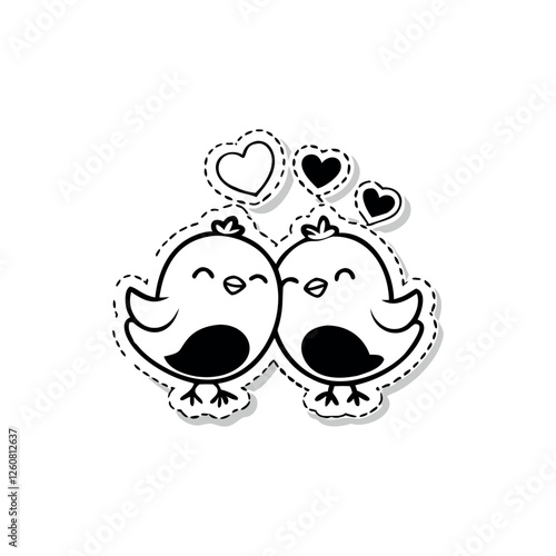 Black Silhouette Valentin's day love bird vector