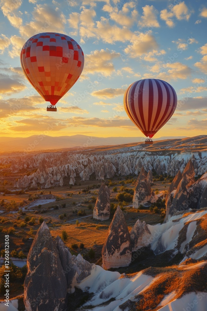 Fototapeta premium Hot Air Balloons Over Valley