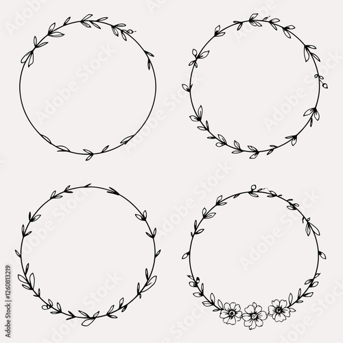 Set of black laurels frames branches. Vintage laurel wreaths collection. Hand drawn vector laurel leaves decorative elements. Leaves, swirls, ornate, award, icon. Vector illustration.