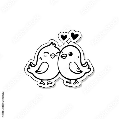 Black Silhouette Valentin's day love bird vector