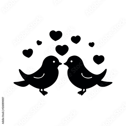 Black Silhouette Valentin's day love bird vector