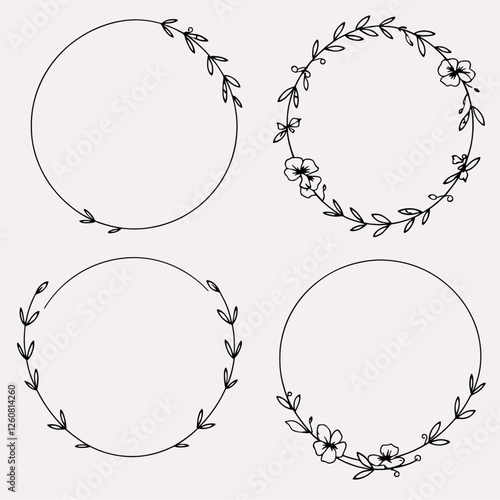 Set of black laurels frames branches. Vintage laurel wreaths collection. Hand drawn vector laurel leaves decorative elements. Leaves, swirls, ornate, award, icon. Vector illustration.