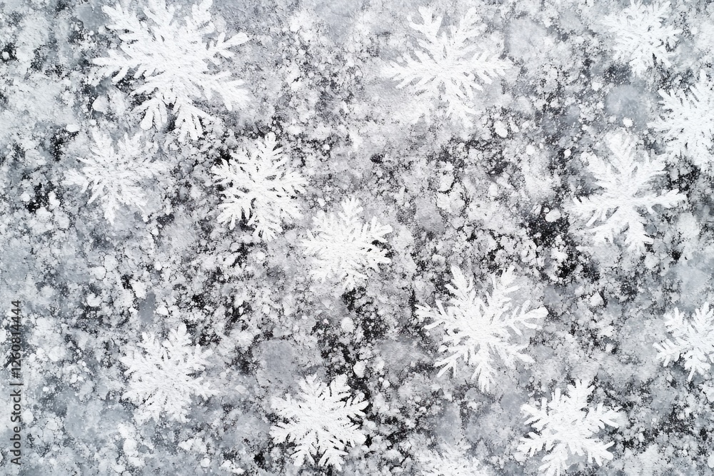 Fototapeta premium Snowflakes on snowy ground