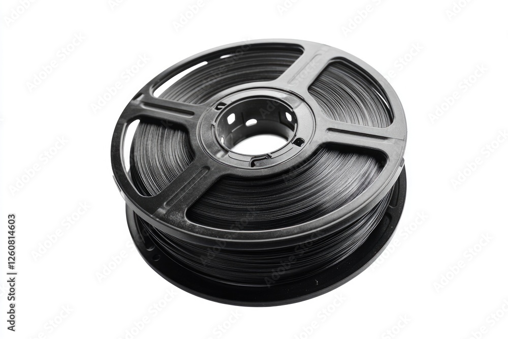 Black Plastic Spool on White Background Black Plastic Spool on White Background