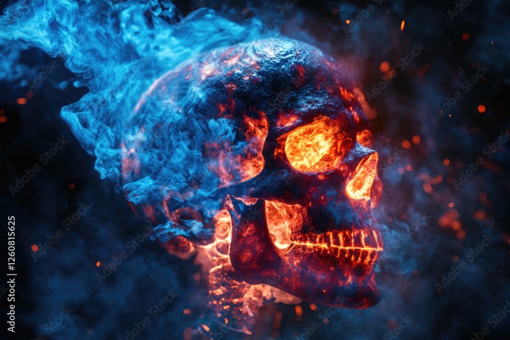 Obraz premium Burning Skull with Flames