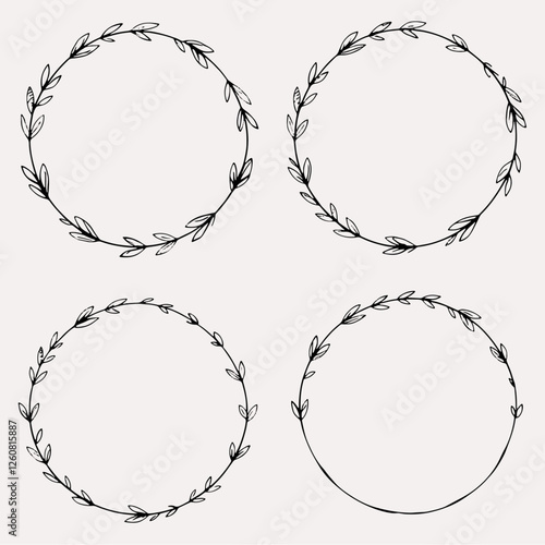 Set of black laurels frames branches. Vintage laurel wreaths collection. Hand drawn vector laurel leaves decorative elements. Leaves, swirls, ornate, award, icon. Vector illustration.