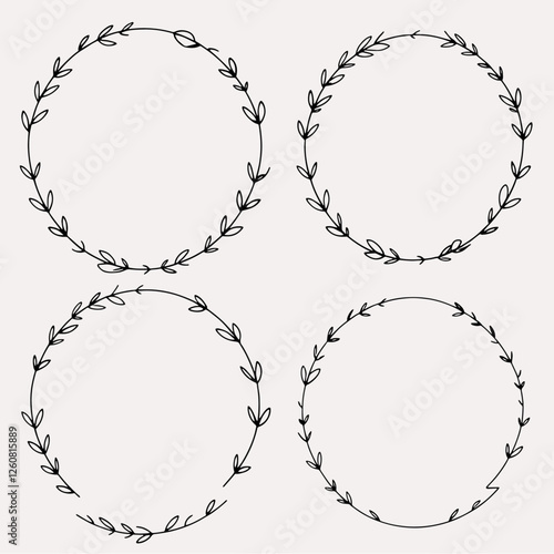 Set of black laurels frames branches. Vintage laurel wreaths collection. Hand drawn vector laurel leaves decorative elements. Leaves, swirls, ornate, award, icon. Vector illustration.