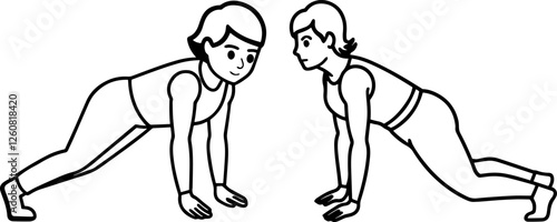 push up pose outline vector illustration