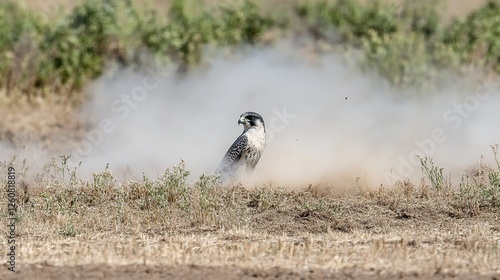 Prairie Falcon Dust Cloud Hunting Field photo