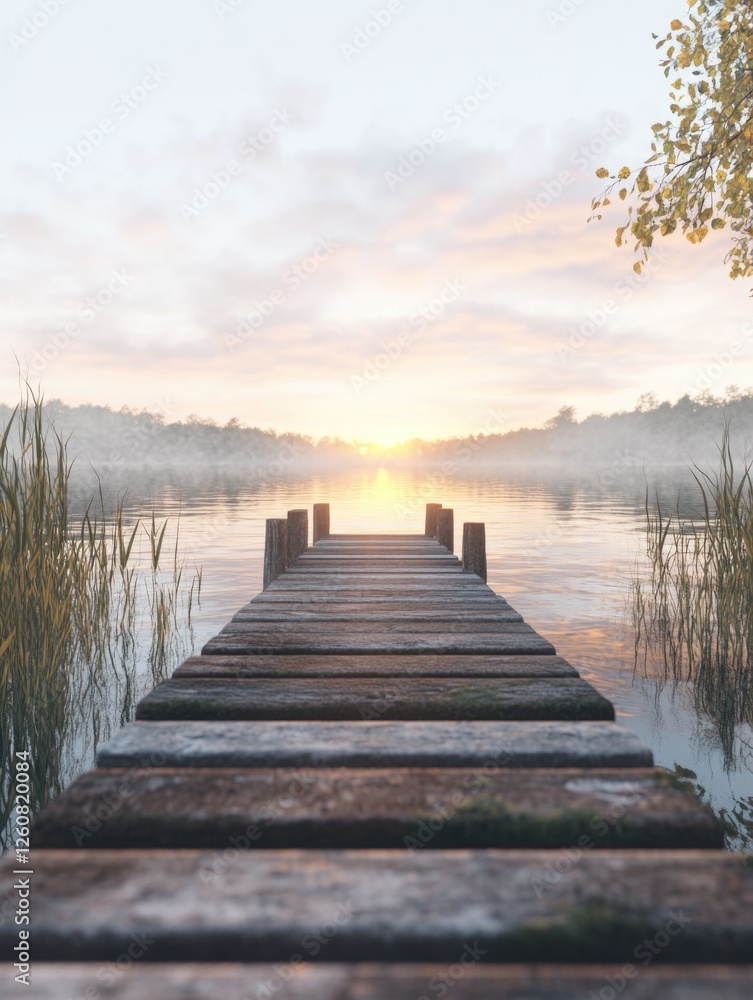 Naklejka premium Wooden Lake Dock