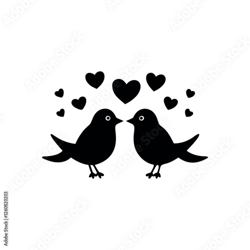 Black Silhouette Valentin's day love bird vector