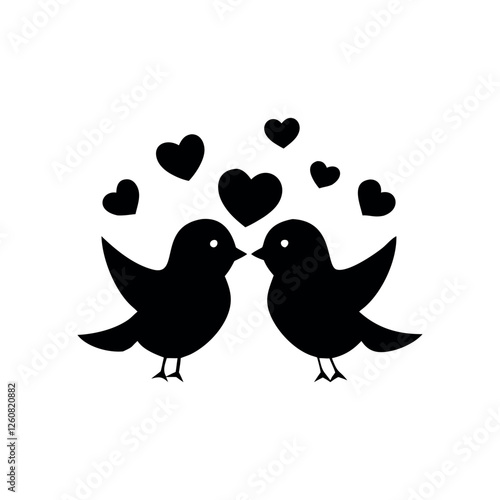 Black Silhouette Valentin's day love bird vector