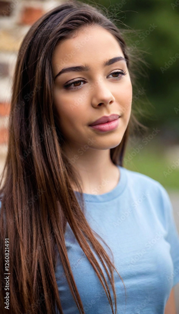 A close-up of the sweat-drenched hair of a teenage girl as she pauses for a breath. A close-up of the sweat-drenched hair of a teenage girl as she pauses for a breath.