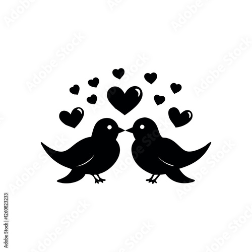 Black Silhouette Valentin's day love bird vector
