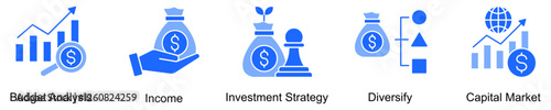 Photos Capital Growth Icon Set Isolated Vector With Icon Of Budget Analysis, Income, In