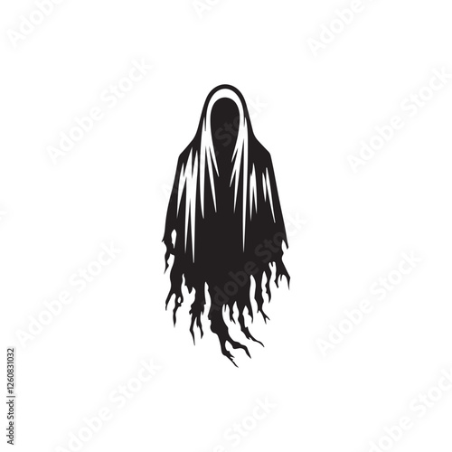 Ghostly wraith with tattered robes silhouette