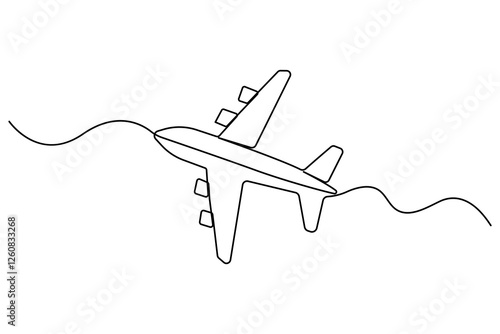 Continuous line drawing of Airplane vector with transparent background vector illustration 

