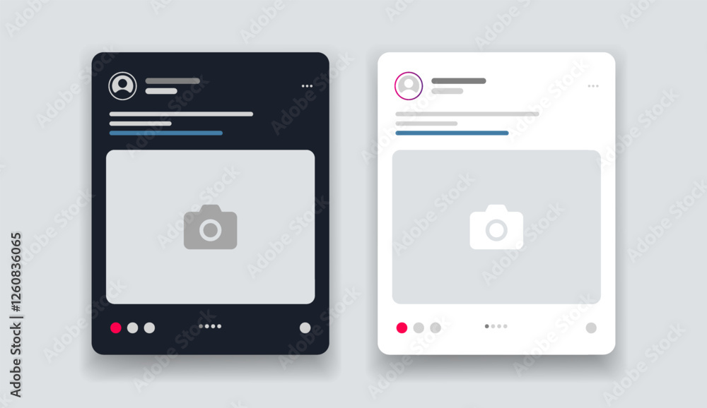 Social media carousel post template mockup. Mobile app interface with blank pictures, editable posts. Scroll frame pages, social media photography. Social media carousel post template mockup. Mobile app interface with blank pictures, editable posts. Scroll frame pages, social media photography.