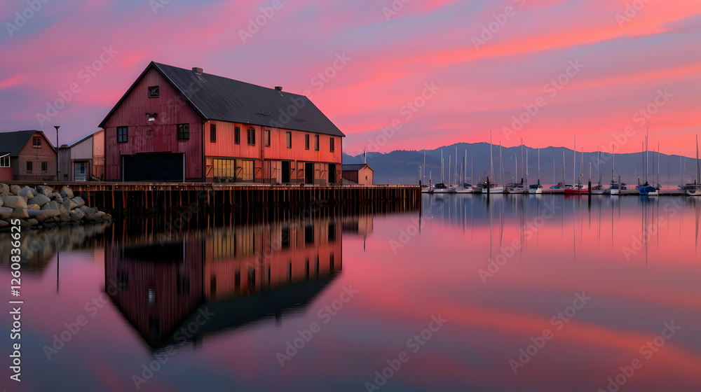 Serene sunset reflection at a marina waterfront location landscape photography tranquil environment scenic viewpoint Serene sunset reflection at a marina waterfront location landscape photography tranquil environment scenic viewpoint