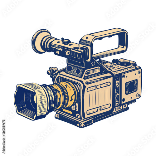 Sketchy icon of vintage documentary camera