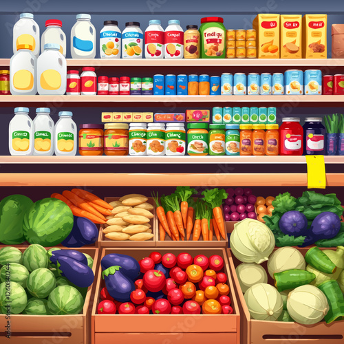 Food display in a store