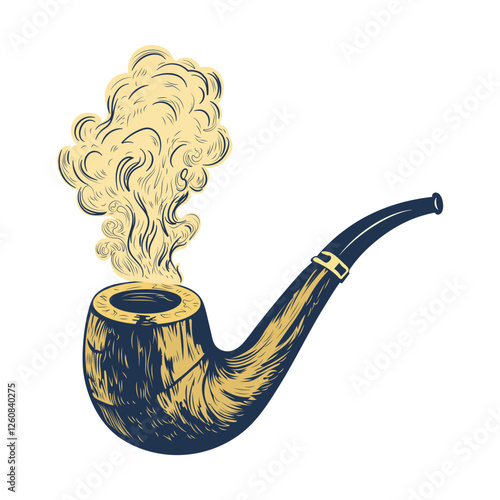 A sketchy icon of vintage smoking pipe