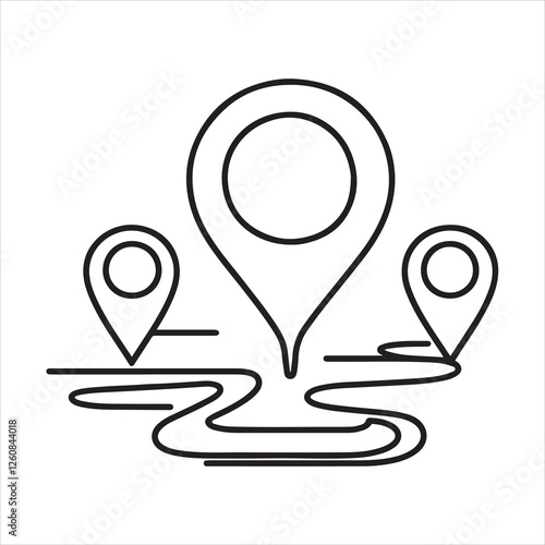 Free Download Single one line Continuous one line drawing of map location pointers. Map pin or navigation pointer with single line route or way silhouette on white background
 - GFXLoad