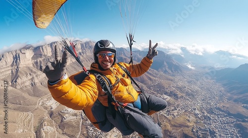 paragliding over beautiful mountain scenery during outdoor adventure travel showcasing freedom excitement and breathtaking aerial landscape