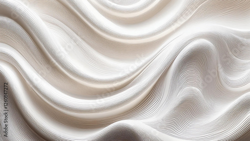 Billede på lærred Stylish, soft, simple minimalist seamless off-white wave texture pattern background with monochromatic color scheme
