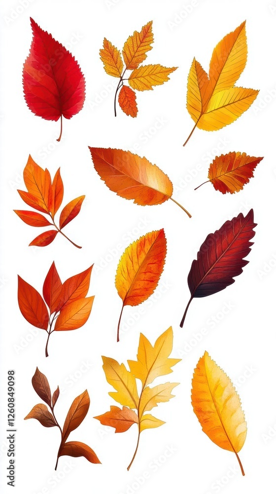Fototapeta premium Autumn Leaves: A Collection of Vibrant Foliage