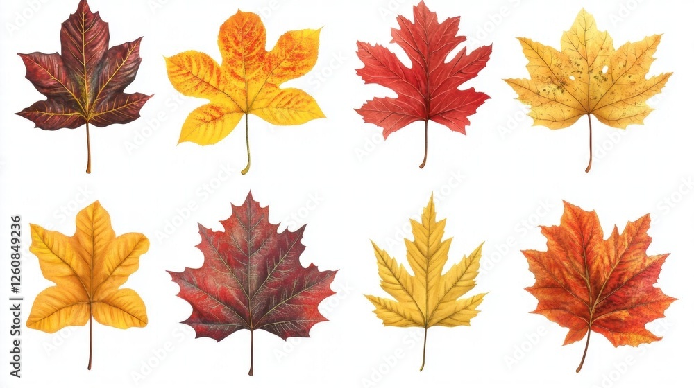 Fototapeta premium Autumn Leaves: A Collection of Colorful Foliage