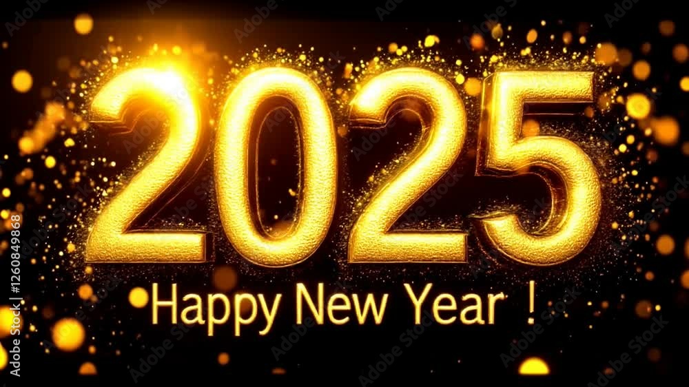 Happy New Year 2025 Design Particles Golden particles video Happy New Year 2025 Design Particles Golden particles video