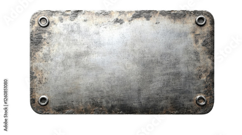 Obraz na płótnie Old weathered metal plate with rivets on transparent background w salonie
