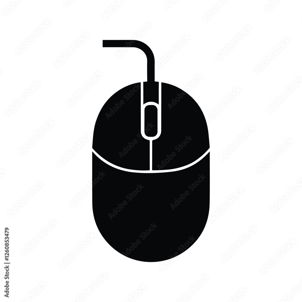 Computer mouse silhouette icon vector on white background Computer mouse silhouette icon vector on white background