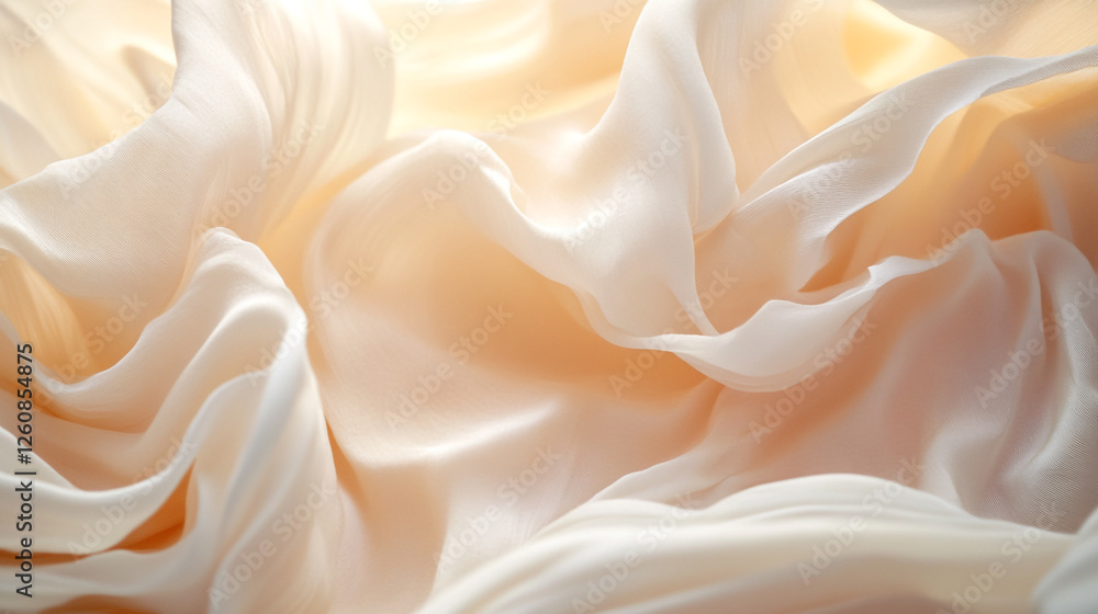 Fototapeta premium Soft silk fabric draped gracefully in warm natural light in a serene setting