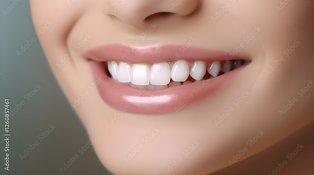 Close up of a Woman s Beautiful Healthy Smile with Bright White Teeth and Pink Lips Close up of a Woman s Beautiful Healthy Smile with Bright White Teeth and Pink Lips