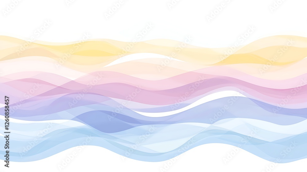 Abstract Pastel Waves Flowing Seamlessly Across White Abstract Pastel Waves Flowing Seamlessly Across White