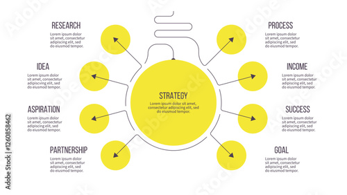 Business infographic template. Idea chart with eight options, steps. Vector chart.