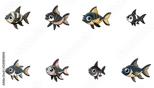 Black skirt tetra fish vector art design on white background