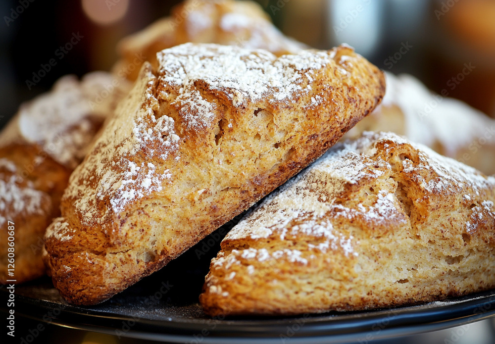 Fototapeta premium Flour-Dusted Ciabatta Spelt Scones in Detail