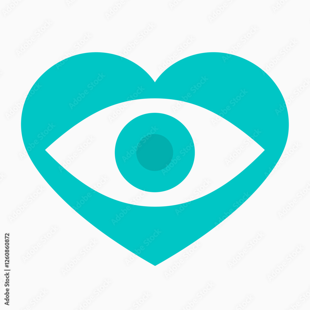 Obraz premium Blue heart with eye symbol representing love and vision.
