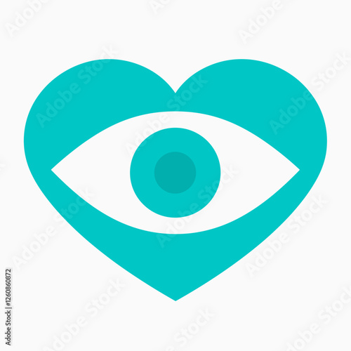 Blue heart with eye symbol representing love and vision.