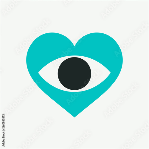 Blue heart with an eye symbol representing awareness and perception.