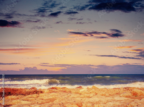 Fantastic view of the nature reserve Monte Cofano. Dramatic scen photo