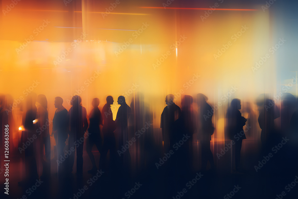 Bright Lights Illuminate Crowd of People in Urban Setting Bright Lights Illuminate Crowd of People in Urban Setting